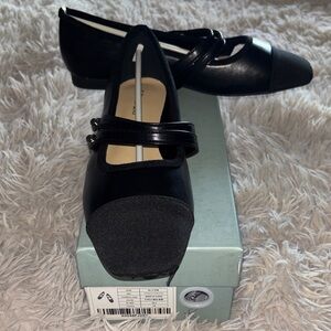 C. Paravano Black Mary Jane Flats with Double Strap